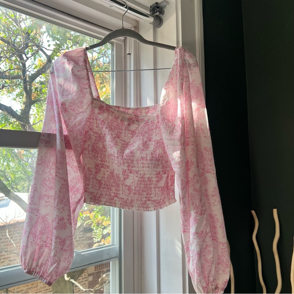 Floral Pink Smocked Women's Top